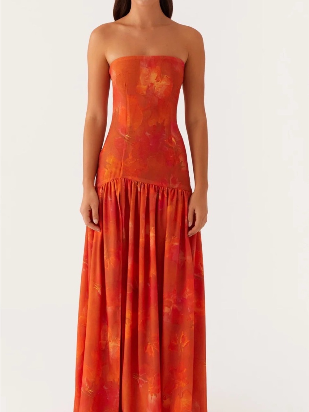 Peppermayo Eden Strapless Maxi Dress in Amber Orange Six 6 - Picture 3 of 12
